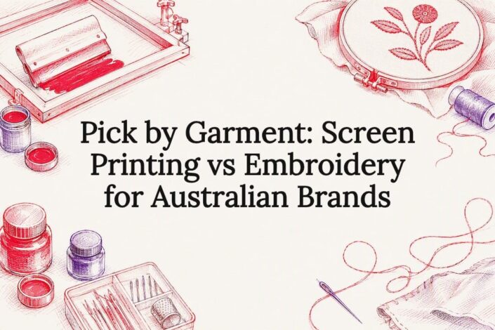 Screen printing and embroidery title card illustration