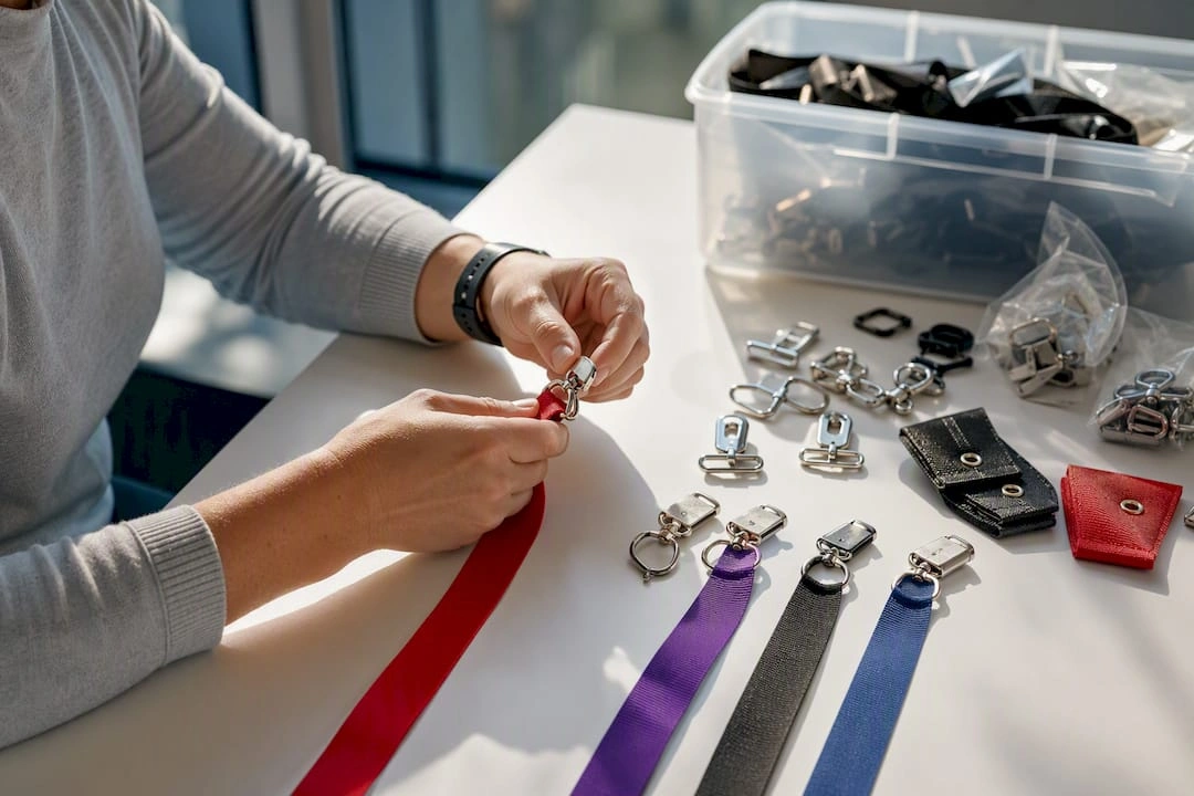 Attaching swivel lobster clips to lanyards