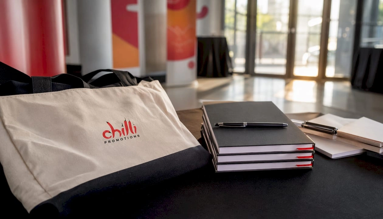 Branded Tote bags and note books