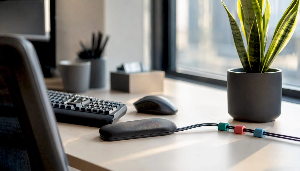 Ergonomic Wrist rest and cable clips