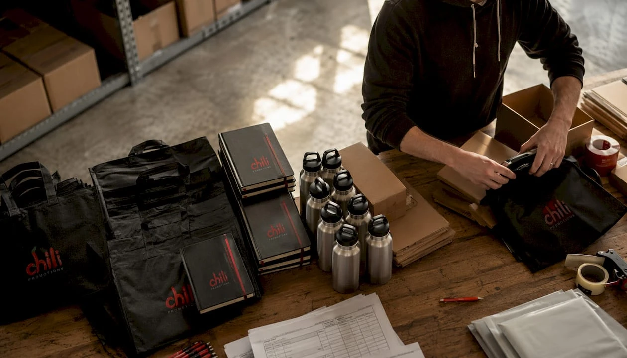 Hand packing consistent branded merchandise