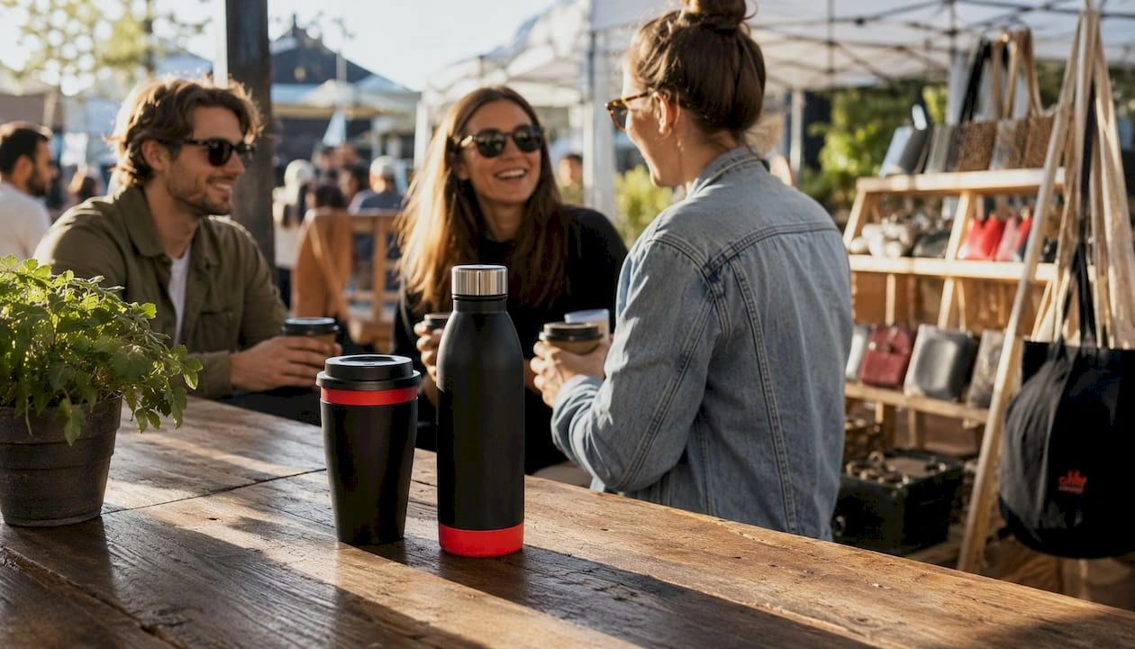 Reusable coffee cup and insulated drink bottle