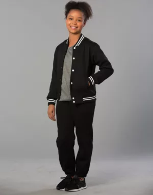 Kid's Fleecy Trackpants With Zip, Cuffs And Knee Padding