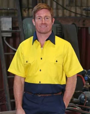 Hi-Vis Two Tone S/S Cotton Work Shirt