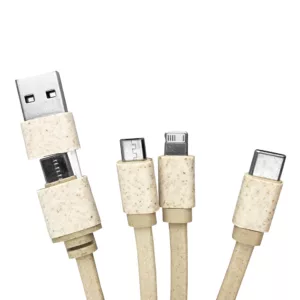 Square Bamboo Charging Cable Key Ring