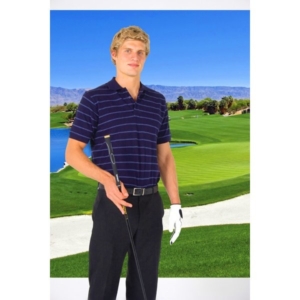 Mens Golf Stripe Jacquard Polo