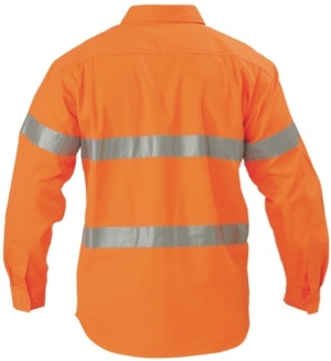 Hi Vis Closed Front Drill Long Sleeve Shirt 3M Reflective Tape