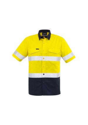 Mens Rugged Cooling Taped Hi Vis Spliced Short Sleeve Shirt