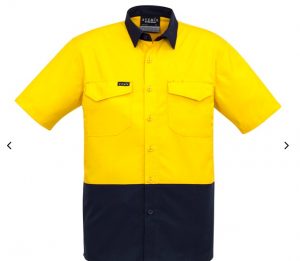 Mens Rugged Cooling Hi Vis Spliced Short Sleeve Shirt