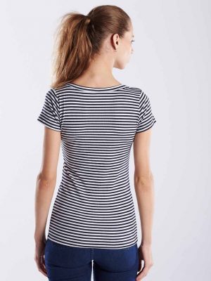 Women's Striped Short Sleeve Scoop Neck