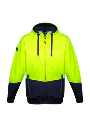 Unisex Hi Vis Textured Jacquard Full Zip Hoodie