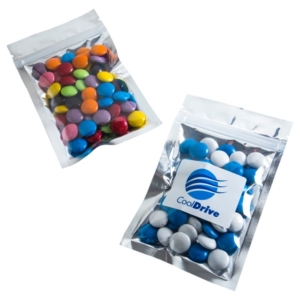 Silver Zip Lock Bag with Choc Beans 50G
