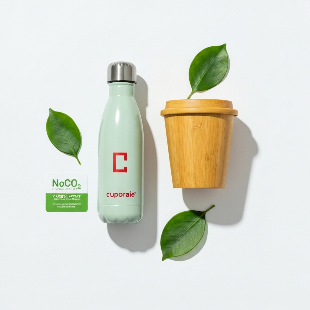 Carbon-neutral promotional product — eco branded water bottle with NoCO2 carbon-offset certification, Australia