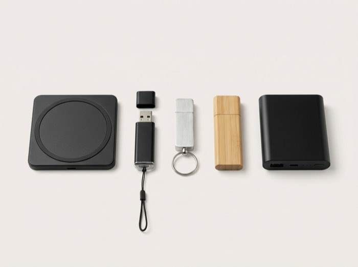 Branded USB & Tech: USB drives, power banks, chargers and speakers